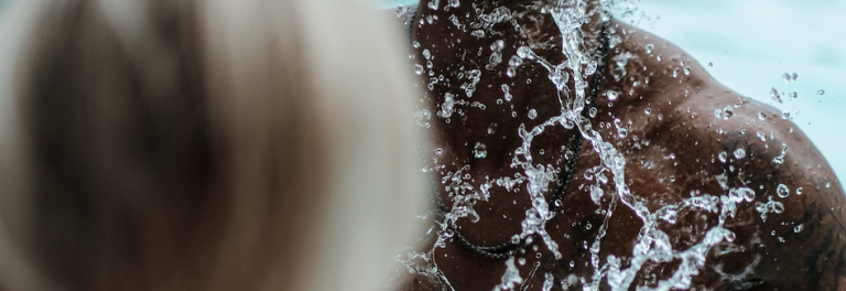 Two people splashing